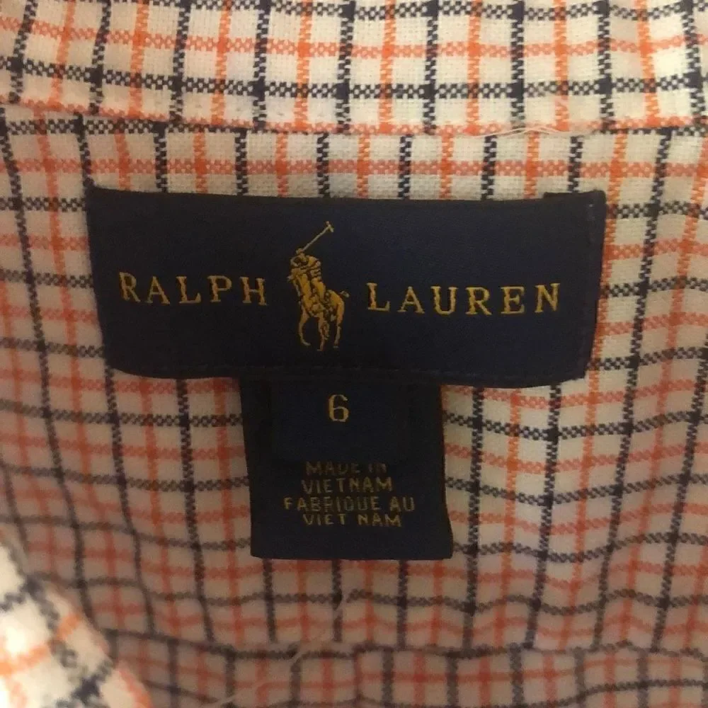 Ralph Lauren plaid checked button-down, Oxford, shirt, boys 6￼ long sleeve